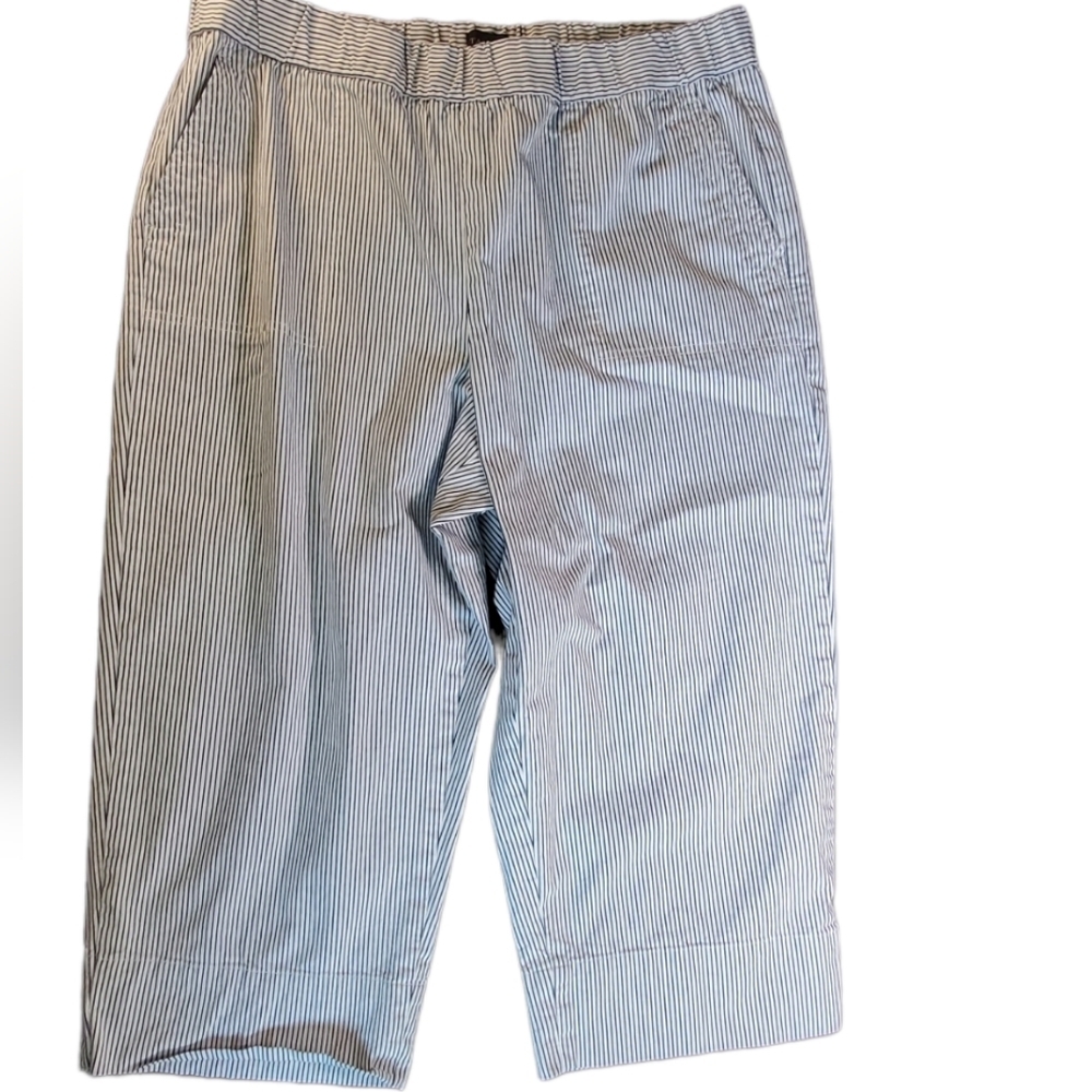 TALBOTS striped wide leg capri blue XLP